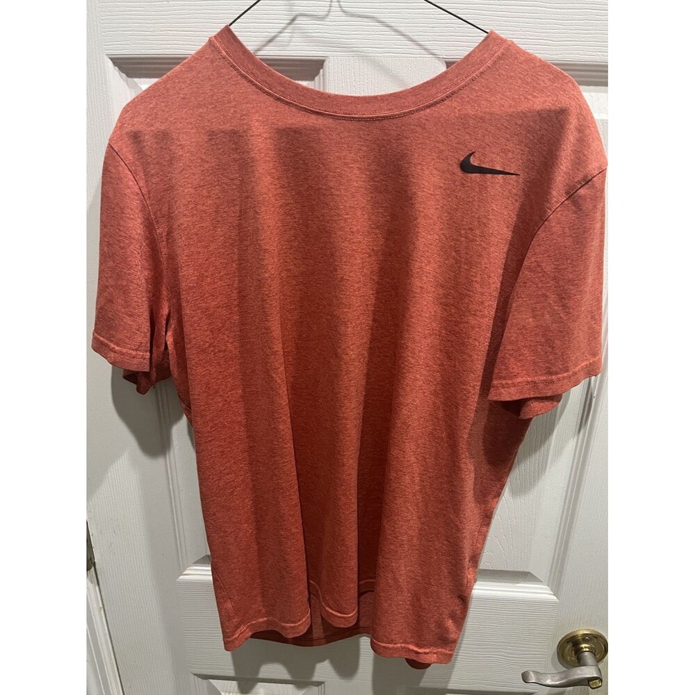 Nike Dri-Fit Short Sleeve Mens Shirt Athletic Workout Sports Rust Orange Medium